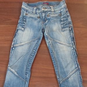 Guess Side Zip Distressed Women's Capri SZ 24